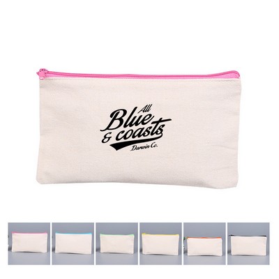 Cotton Canvas Zippered Pencil Pouch